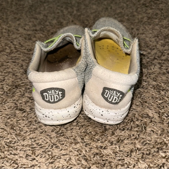 Hey Dude Gray and Green slip on Shoes Youth size 1 Ladies size 2 - Picture 4 of 6